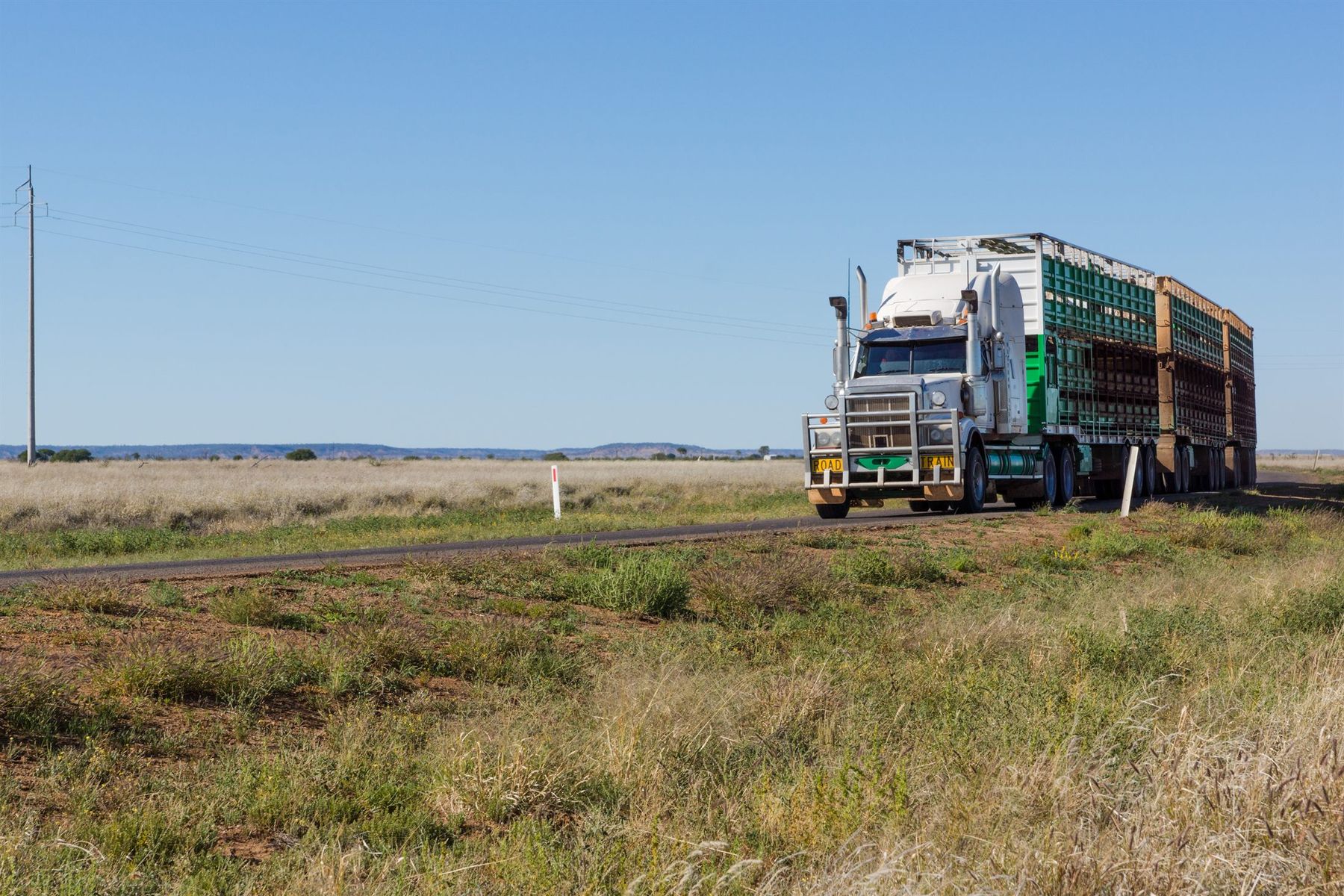 A road-train on a rural highway